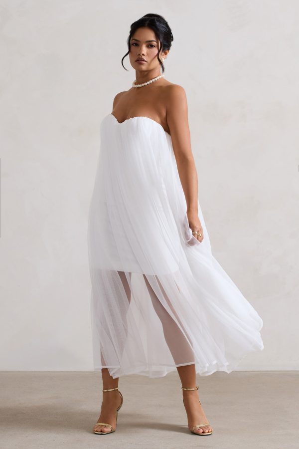 Dreamland | Ivory Sweetheart Corset Mini Dress With Tulle Overlay Online now - Image 5