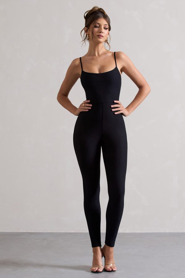 Kat | Black Strappy Skinny-Leg Unitard Fashion - Image 4