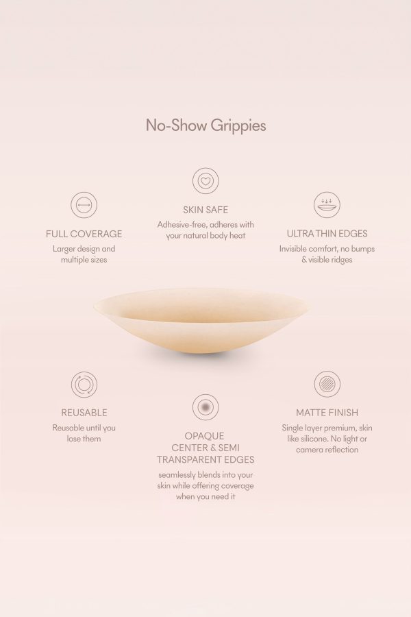 Grippies No-Show | Non-Adhesive Reusable Nipple Covers 3 Inch No.5 For Cheap - Image 4