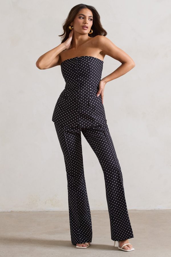 Kehlani | Black Polka Dot High Waist Wide Leg Trousers Online now