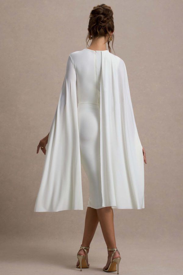 Marysol | White Asymmetric Cape Midi Dress Online Hot Sale - Image 2