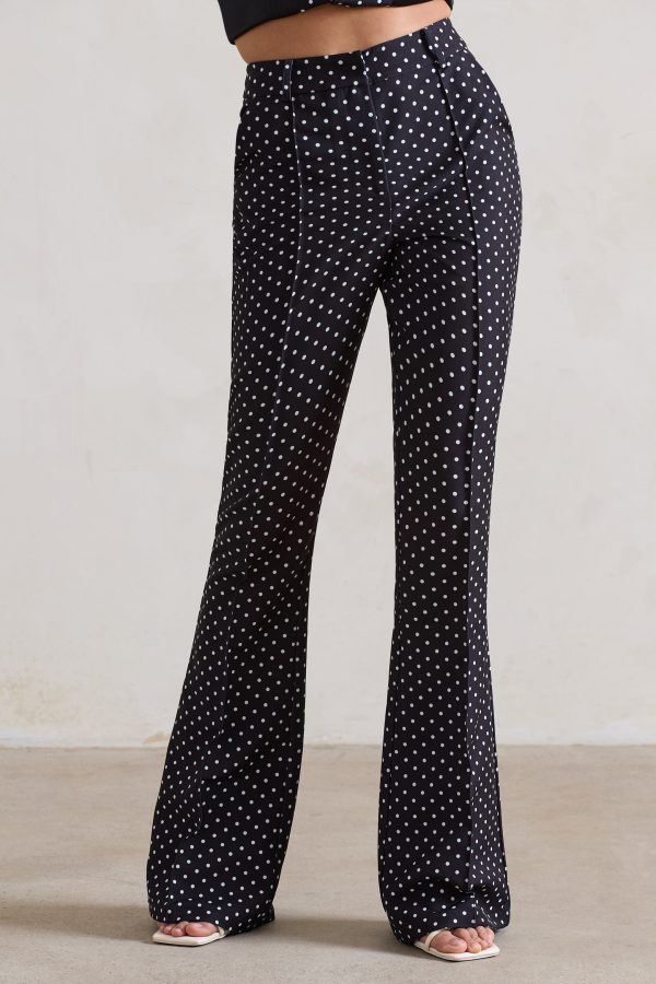 Kehlani | Black Polka Dot High Waist Wide Leg Trousers Online now - Image 3