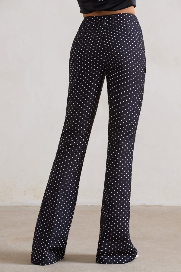Kehlani | Black Polka Dot High Waist Wide Leg Trousers Online now - Image 4