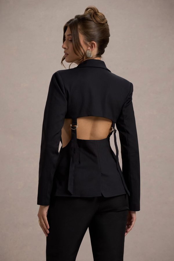 Fixation | Black Tailored Cut Out Blazer Online