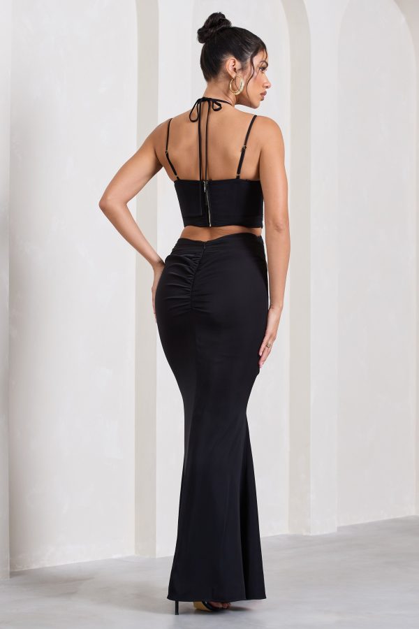Stardom | Black Chiffon Strappy Sweetheart Cut-Out Maxi Dress For Cheap - Image 2