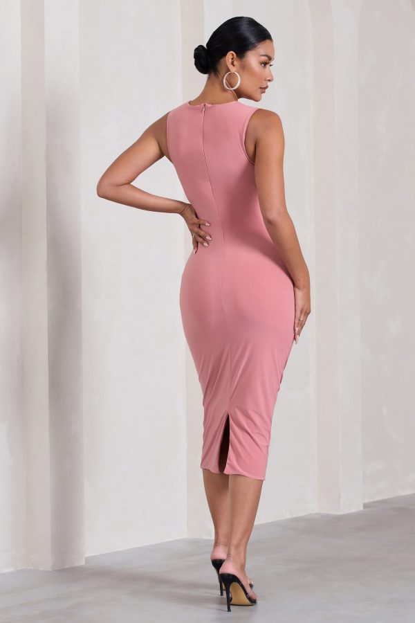 Kerry | Blush Pink High-Neck Sleeveless Maternity Midi Dress Discount - Image 2
