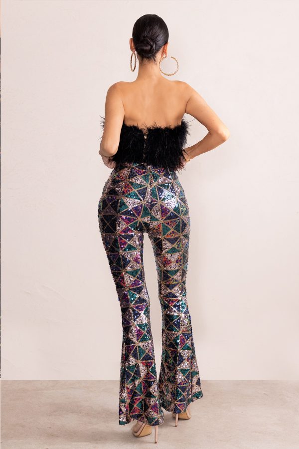 Heaven Sent | Black Aztec Sequin Fit And Flare Trousers For Cheap - Image 2