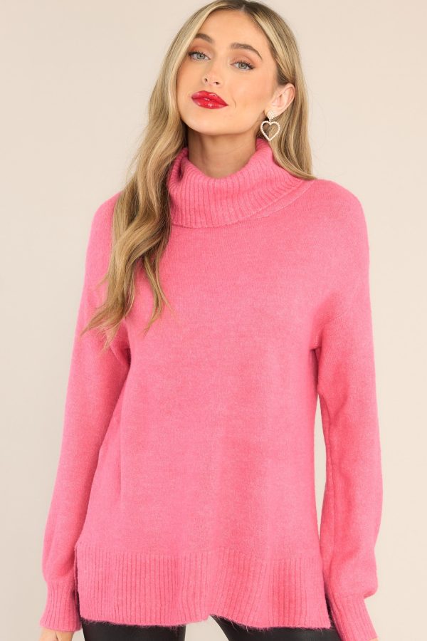 Livin  Life Hot Pink Turtleneck Sweater on Sale - Image 3
