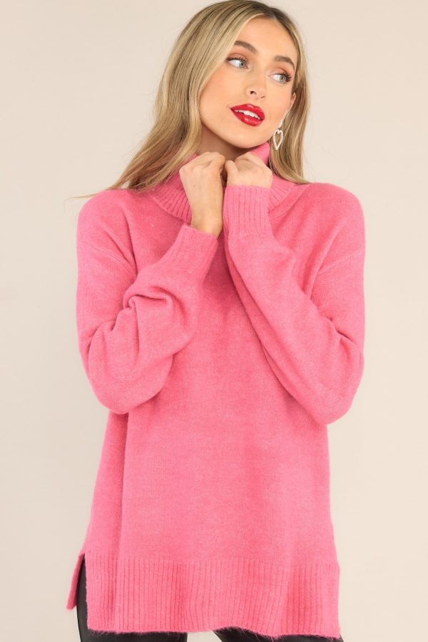 Livin  Life Hot Pink Turtleneck Sweater on Sale - Image 4
