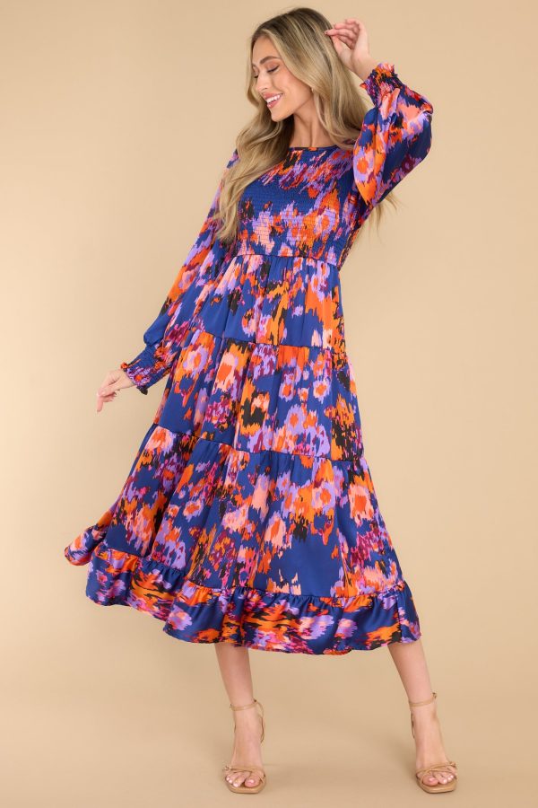 So Suddenly Navy Print Midi Dress Discount - Image 3