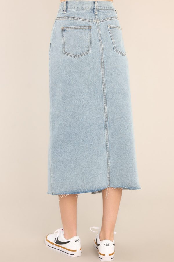 Confident Strides Light Denim Midi Skirt Online Hot Sale - Image 5