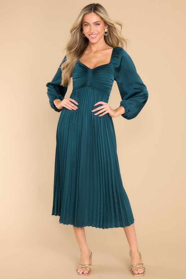 Get It Right Hunter Green Midi Dress Supply
