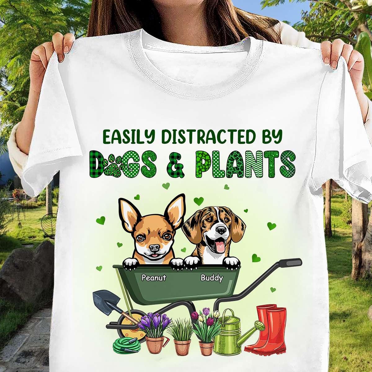 Easily Distracted By Dogs And Plants Dog Personalized Shirt, Personalized Gift for Dog Lovers, Dog Dad, Dog Mom – TS129PS14 on Sale